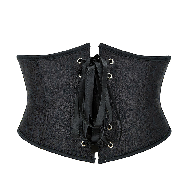 Medieval Renaissance Black Corset, Floral Underbust Waist Corset Belt,