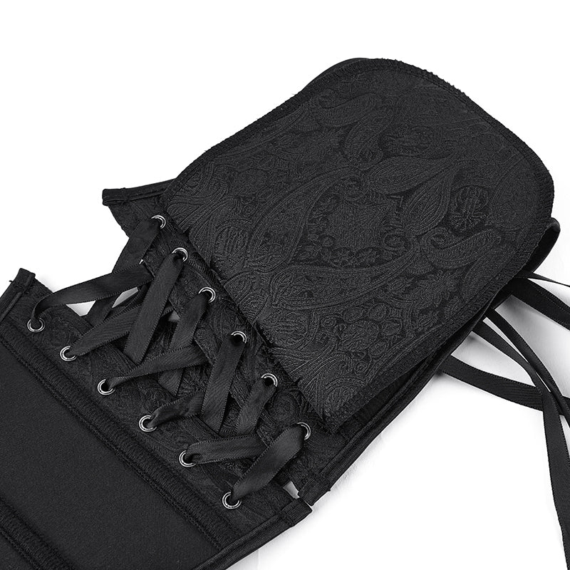 Medieval Renaissance Black Corset, Floral Underbust Waist Corset Belt,