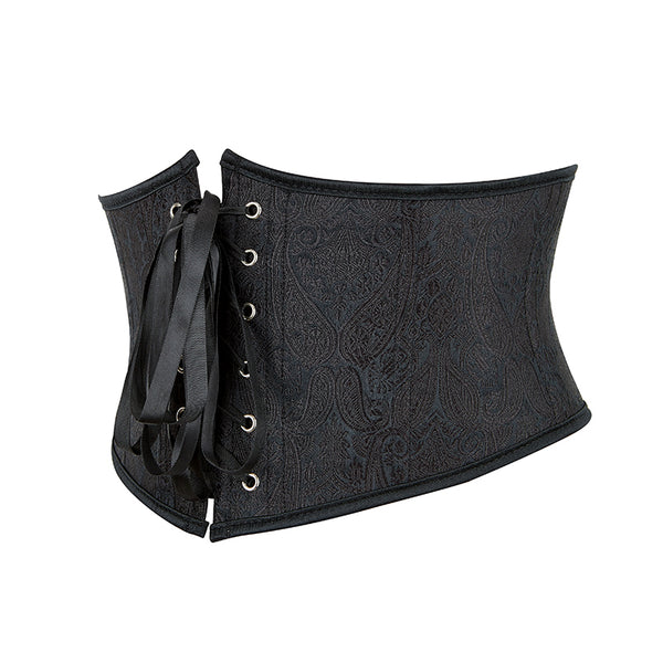 Medieval Renaissance Black Corset, Floral Underbust Waist Corset Belt,