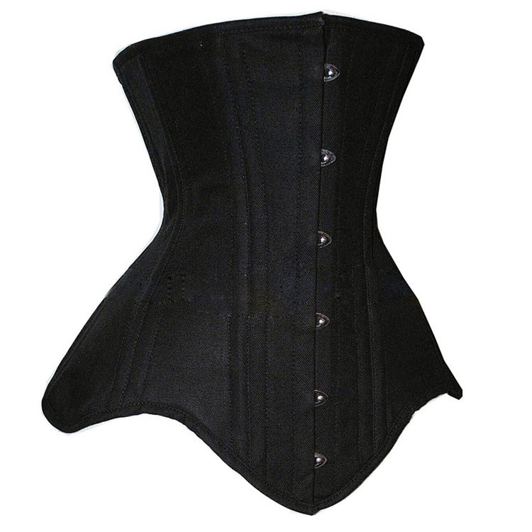 Medieval Renaissance Black Corset, Lace up Underbust Vintage Corset