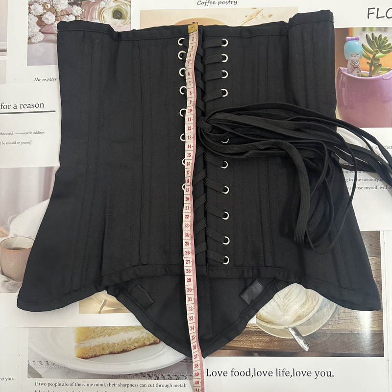 Medieval Renaissance Black Corset, Lace up Underbust Vintage Corset