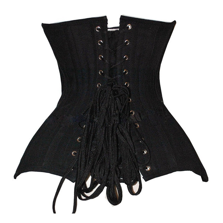 Medieval Renaissance Black Corset, Lace up Underbust Vintage Corset