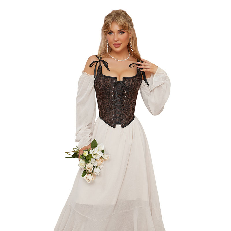 Medieval Renaissance Corset Top Ren Faire Y2k Black