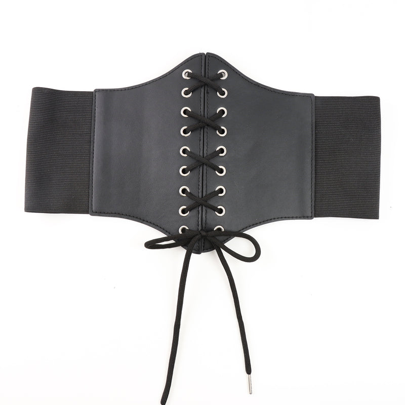 Unique Underbust Black Corset, Wide Waist Elastic Corset Belt,