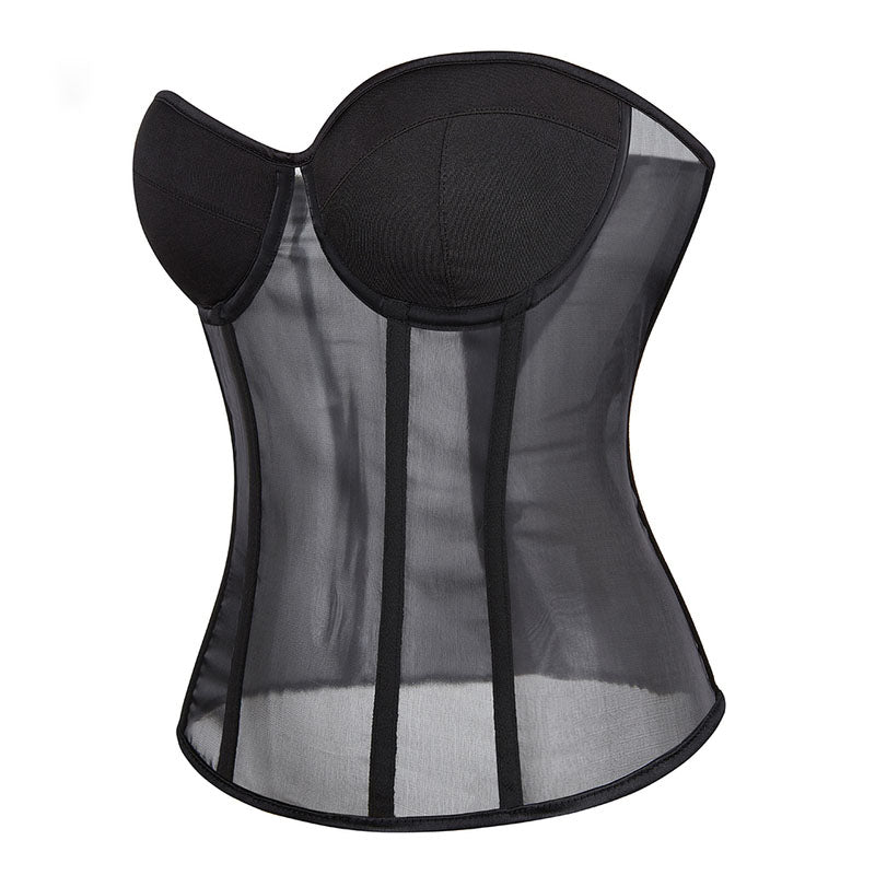 Medieval Renaissance Mesh Corset, Unique Overbust Black Corset, Ren Faire Vintage Lace up Corset