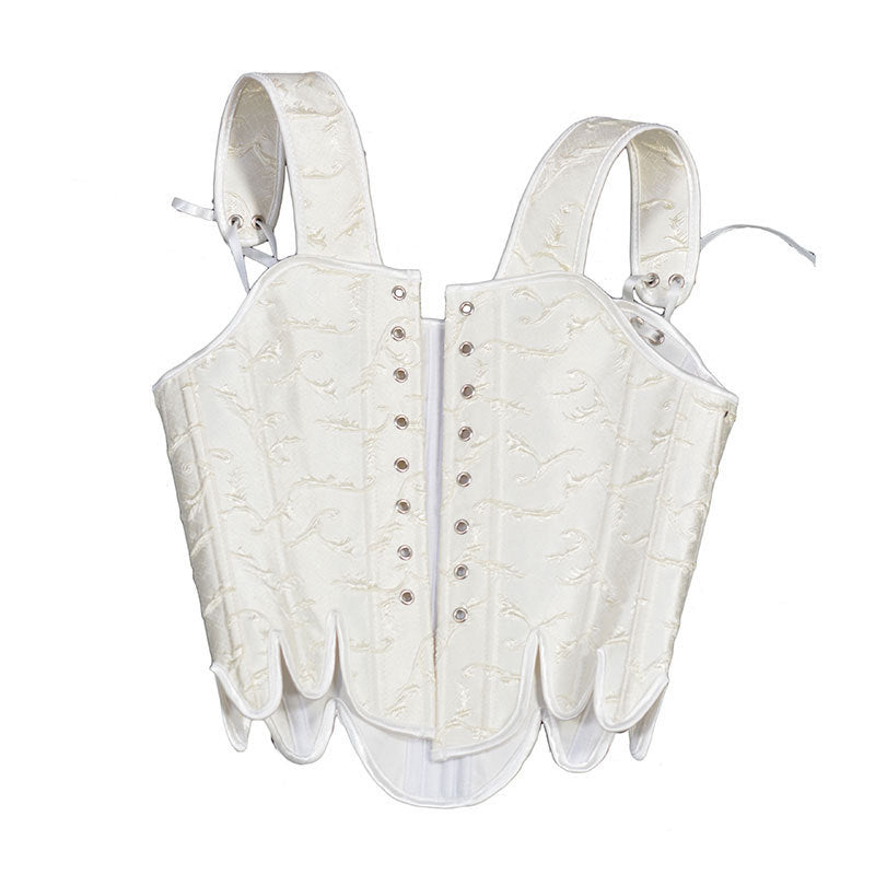 Medieval Renaissance Overbust Corset Floral Lace up Vintage Corset Top,