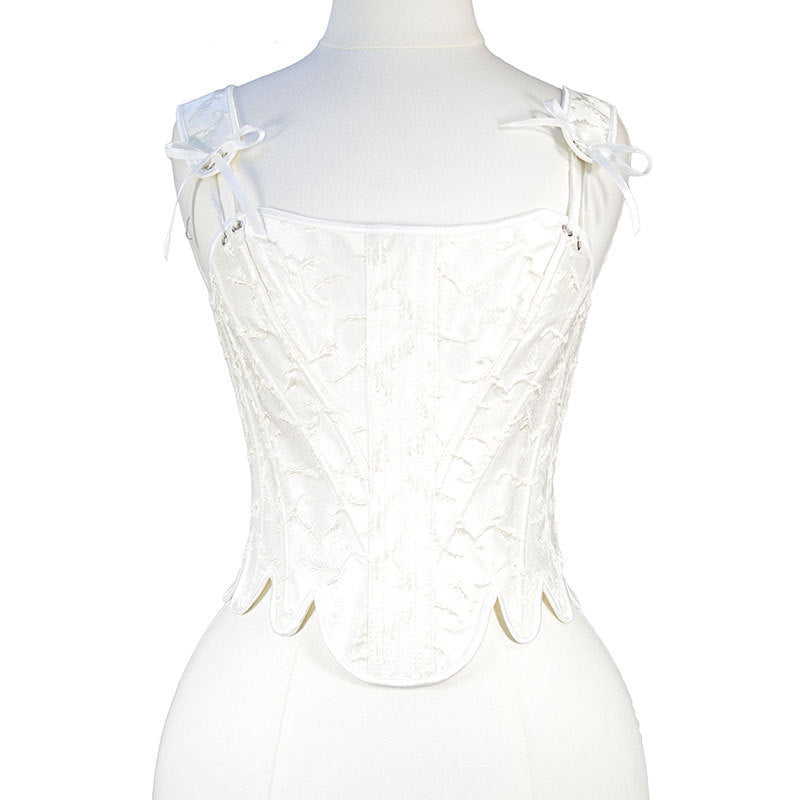 Medieval Renaissance Overbust Corset Floral Lace up Vintage Corset Top,