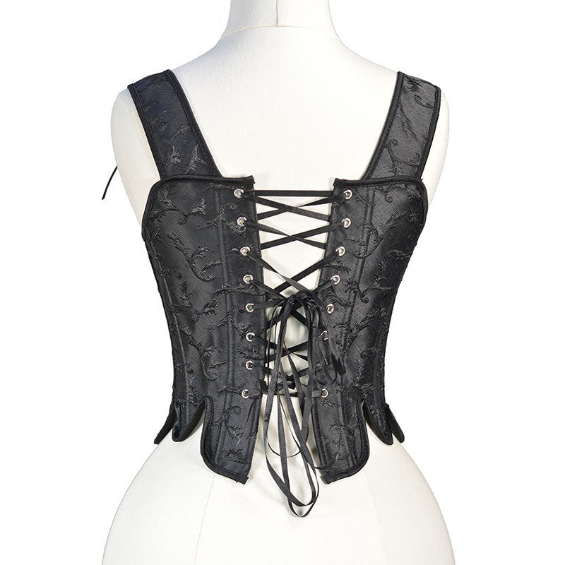Medieval Renaissance Overbust Corset Floral Lace up Vintage Corset Top,
