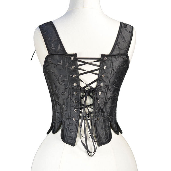 Medieval Renaissance Overbust Corset Floral Lace up Vintage Corset Top,
