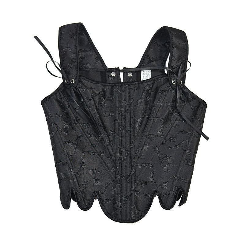 Medieval Renaissance Overbust Corset Floral Lace up Vintage Corset Top,