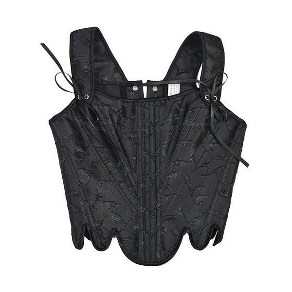 Medieval Renaissance Overbust Corset Floral Lace up Vintage Corset Top,