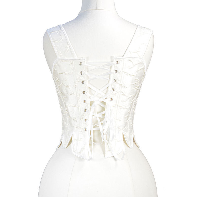 Medieval Renaissance Overbust Corset Floral Lace up Vintage Corset Top,