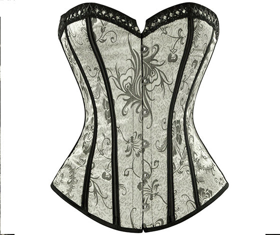 Medieval Renaissance Overbust Corset, Floral Lace up Vintage Corset,