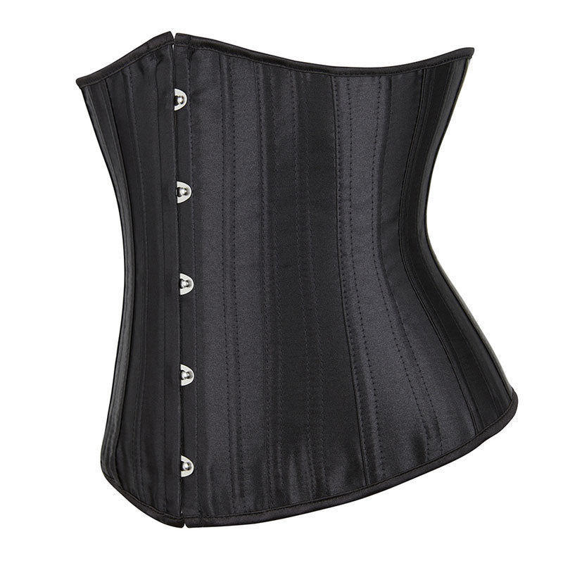Renaissance Underbust Lace up Corset, Medieval Gothic Black Corset