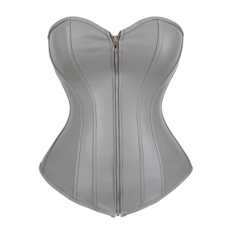 Overbust Zipper Goth Corset, Unique Lace up Party Corset,