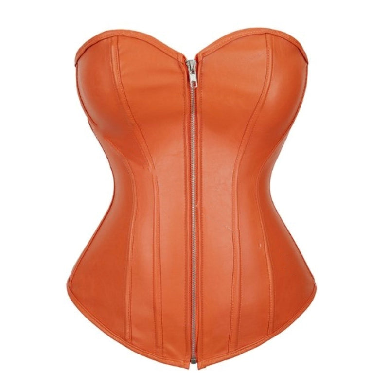 Overbust Zipper Goth Corset, Unique Lace up Party Corset,