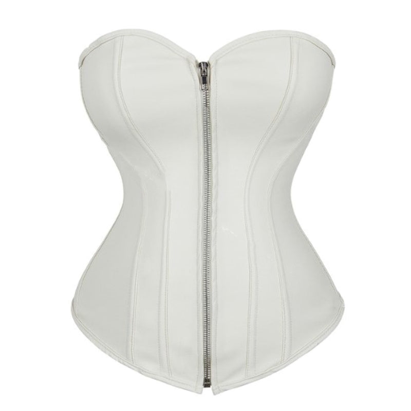 Overbust Zipper Goth Corset, Unique Lace up Party Corset,