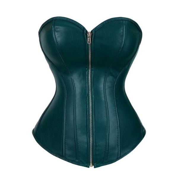 Overbust Zipper Goth Corset, Unique Lace up Party Corset,