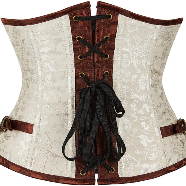 Ren Faire Medieval Underbust Corset, Renaissance Pirate Corset Belt, Vintage Steampunk Goth Corset