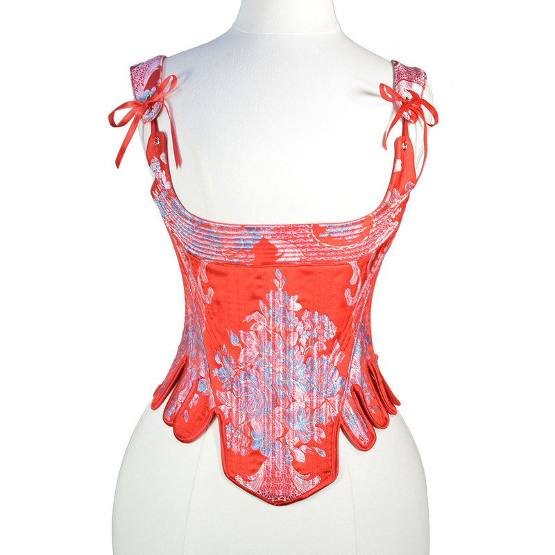 Ren Faire Vintage Corset Top, Floral Renaissance Underbust Corset, Elegant Lace Up Corset Stays