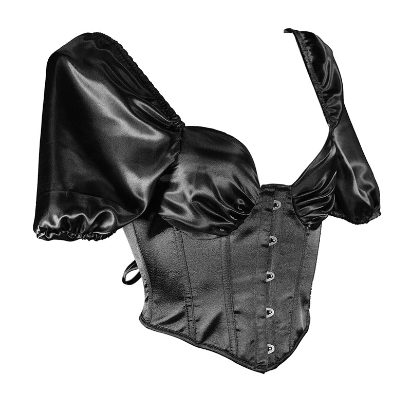 Renaissance Black Silk Corset Top