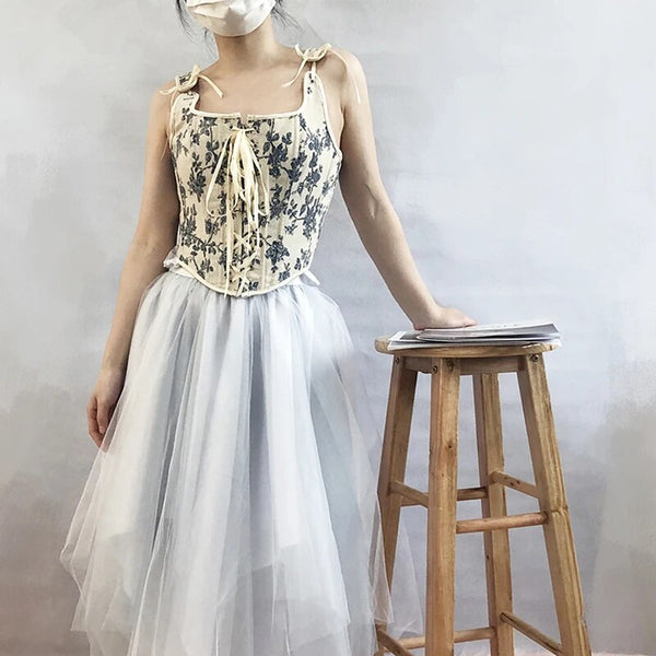 Floral Renaissance Milkmaid Corset, Fairy Bustier Corset Top, Vintage Prom Dress Corset