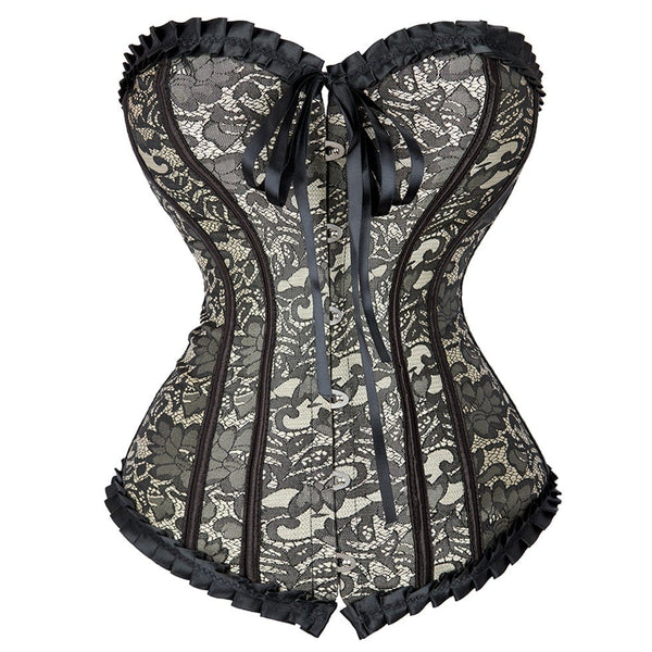 Renaissance Floral Lace up Corset, Medieval Vintage Victorian Corset