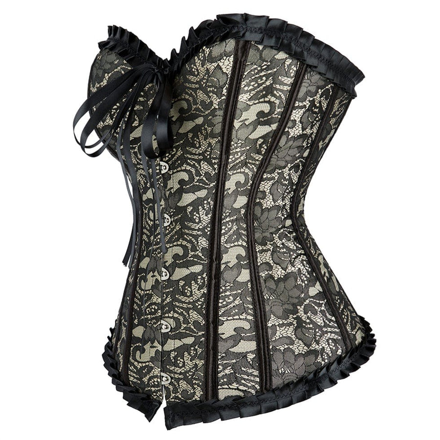 Renaissance Floral Lace up Corset, Medieval Vintage Victorian Corset