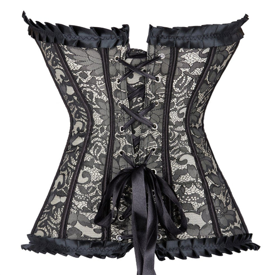 Renaissance Floral Lace up Corset, Medieval Vintage Victorian Corset