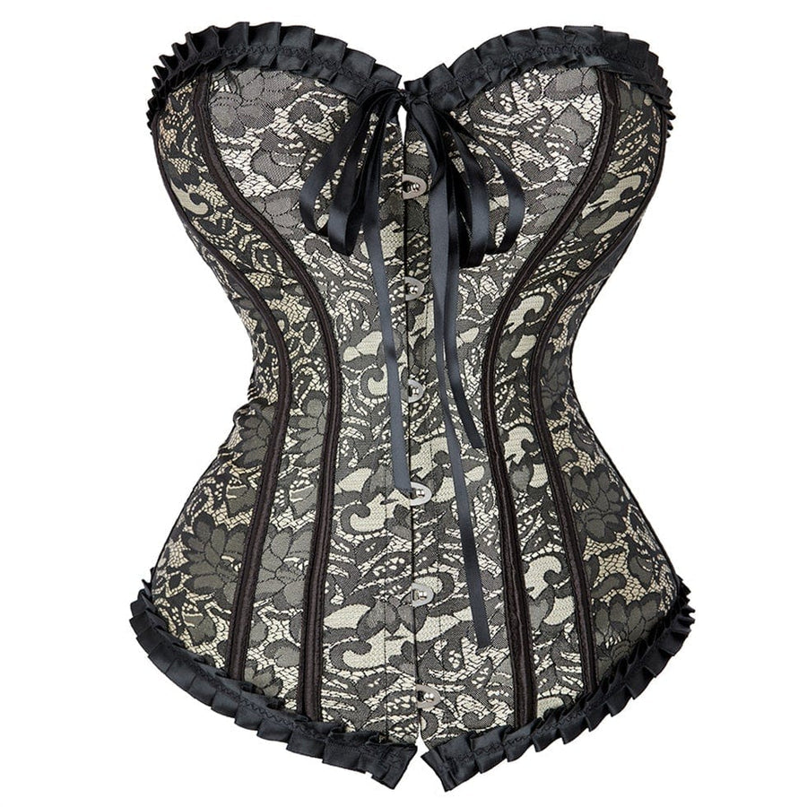 Renaissance Floral Lace up Corset, Medieval Vintage Victorian Corset