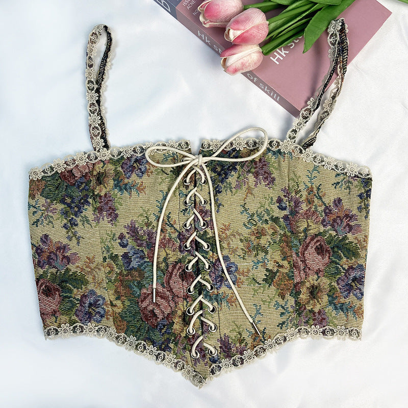 Renaissance Floral Milkmaid Corset, Fairy Overbust Corset Top