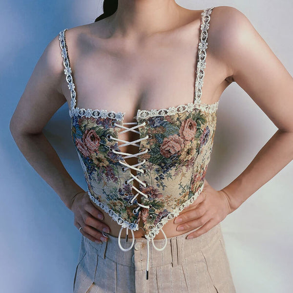 Renaissance Floral Milkmaid Corset, Fairy Overbust Corset Top