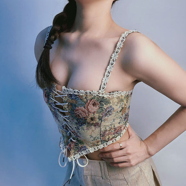 Renaissance Floral Milkmaid Corset, Fairy Overbust Corset Top