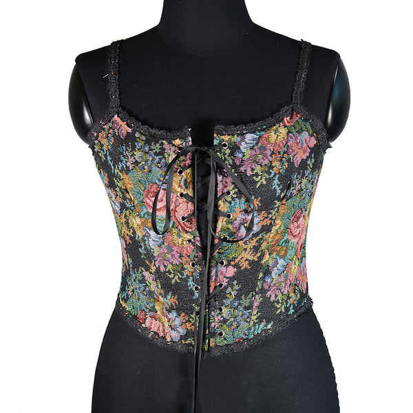 Renaissance Floral Milkmaid Corset, Fairy Overbust Corset Top
