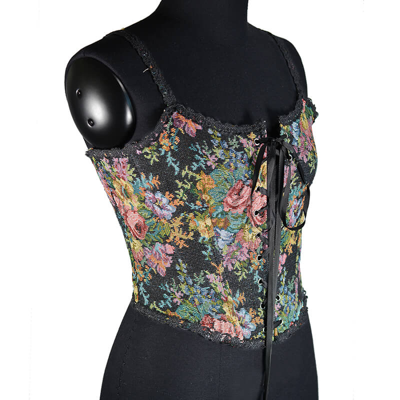 Renaissance Floral Milkmaid Corset, Fairy Overbust Corset Top