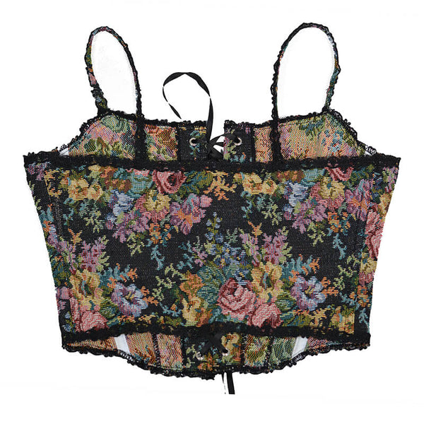 Renaissance Floral Milkmaid Corset, Fairy Overbust Corset Top