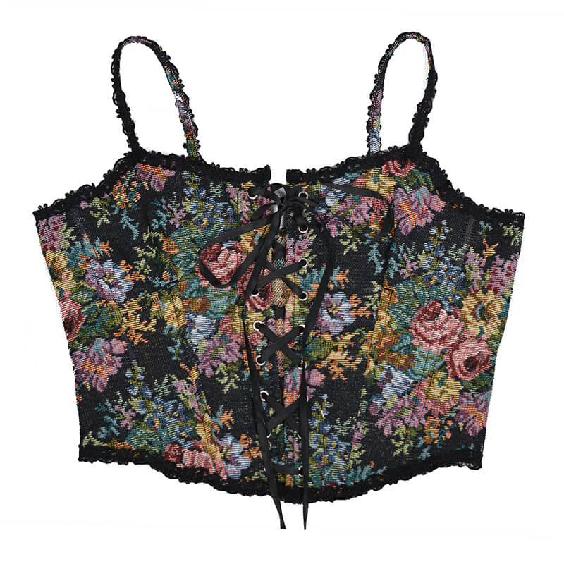 Renaissance Floral Milkmaid Corset, Fairy Overbust Corset Top