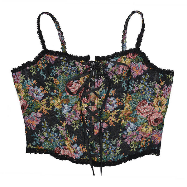 Renaissance Floral Milkmaid Corset, Fairy Overbust Corset Top