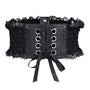 Renaissance Goth Black Corset Belt , Wide Waist Elastic Corset Belt
