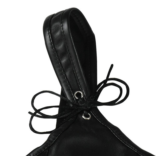Renaissance Gothic Black Leather Corset, Steampunk Fantasy Bustier Corset Top