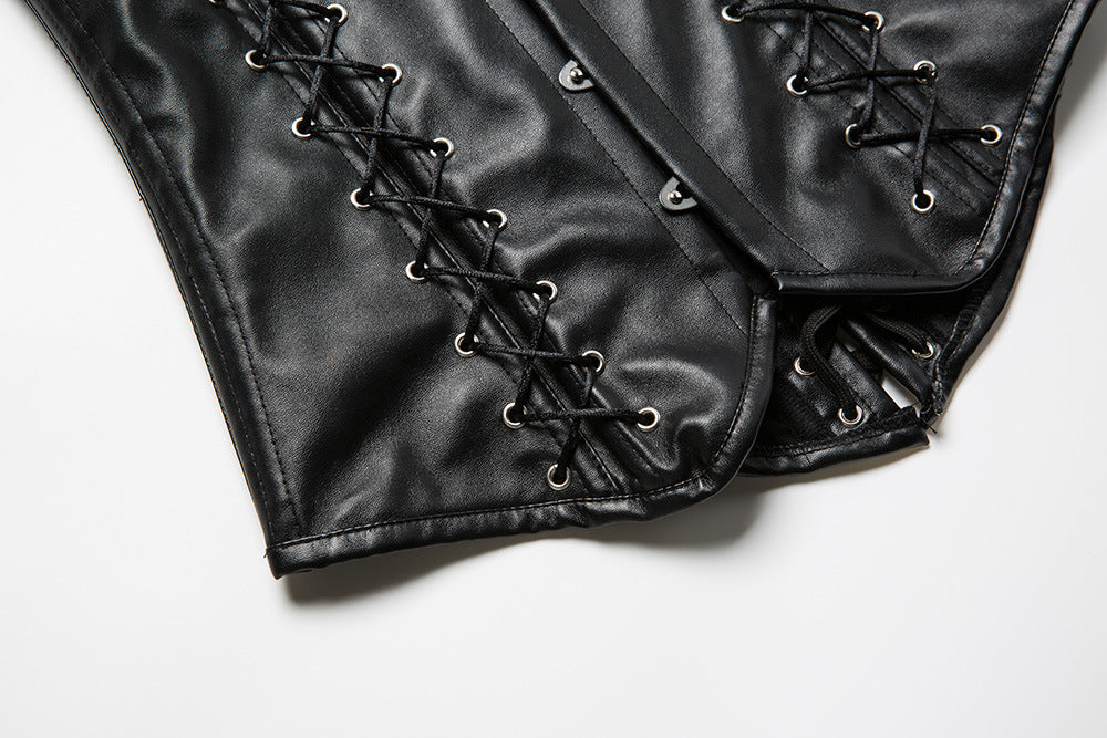 Renaissance Overbust Black Corset, Medieval Goth Lace up Corset,