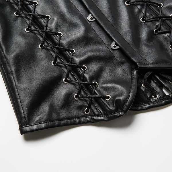 Renaissance Overbust Black Corset, Medieval Goth Lace up Corset,