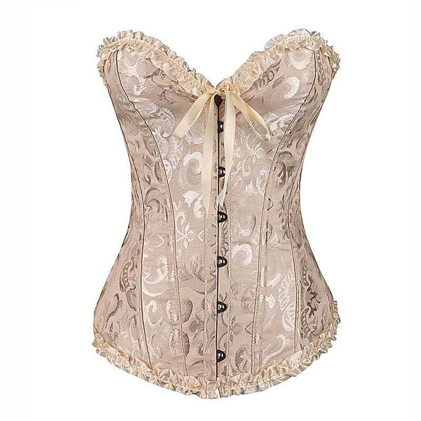 Renaissance Overbust Lace up Corset, Floral Medieval Corset Top, Victorian Prom Dress Corset