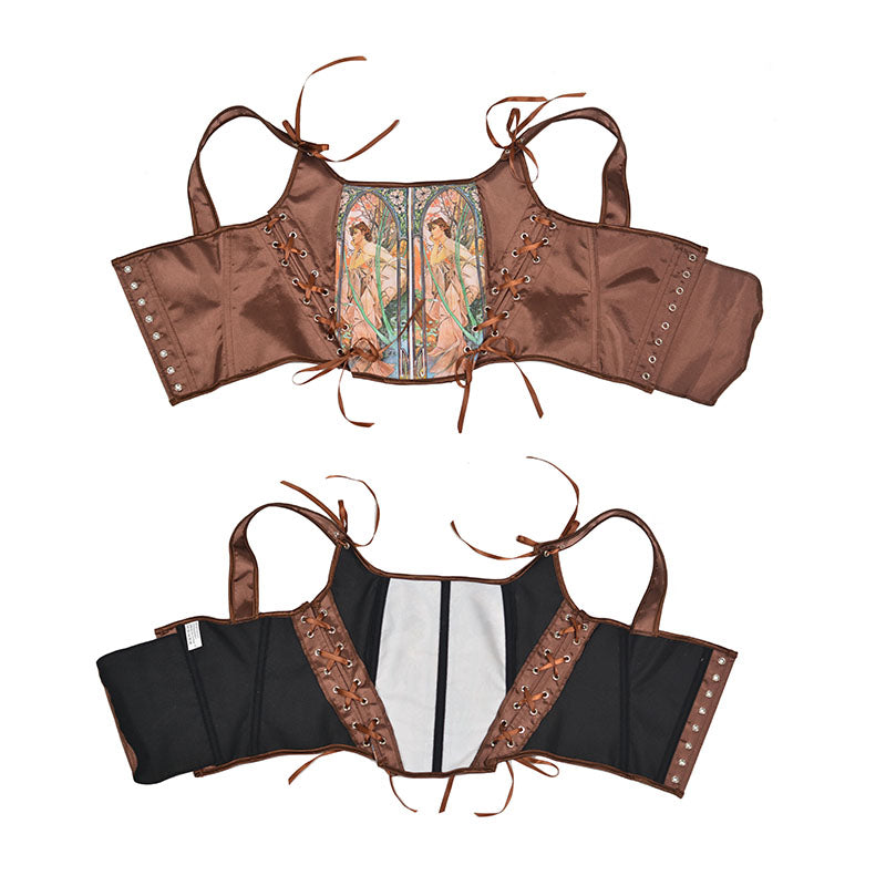 Renaissance Overbust Tapestry Corset, Medieval Vintage Tank Corset Top,