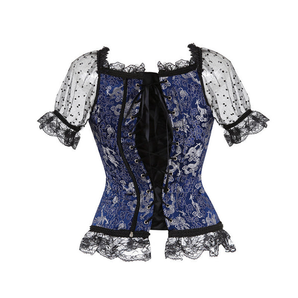 Renaissance Steampunk Pirate Corset – Medieval Black Bustier, Victorian Y2K Fairy Corset Top