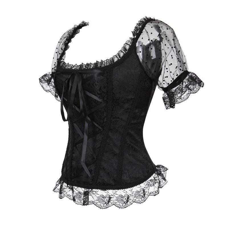 Renaissance Steampunk Pirate Corset – Medieval Black Bustier, Victorian Y2K Fairy Corset Top