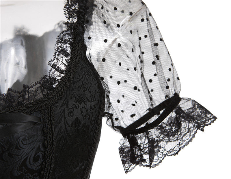 Renaissance Steampunk Pirate Corset – Medieval Black Bustier, Victorian Y2K Fairy Corset Top