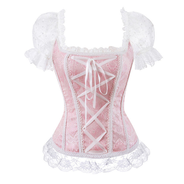 Renaissance Steampunk Pirate Corset – Medieval Black Bustier, Victorian Y2K Fairy Corset Top