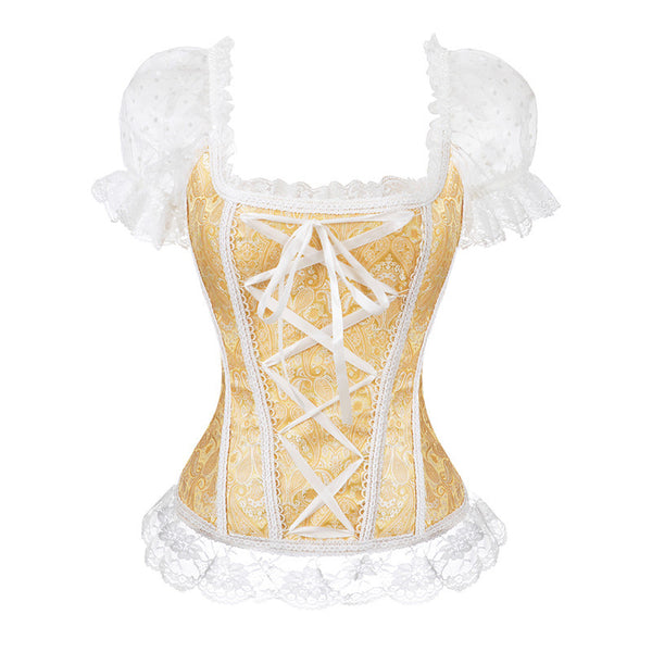 Renaissance Steampunk Pirate Corset – Medieval Black Bustier, Victorian Y2K Fairy Corset Top