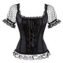 Renaissance Steampunk Pirate Corset – Medieval Black Bustier, Victorian Y2K Fairy Corset Top